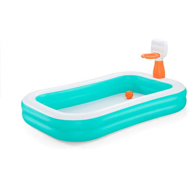 Basketball Dunk n' Splash Pool | Family Inflatable Paddling Swimming Pool 8ft 3in x 5ft 6in x 3ft 4in (1ft Depth)